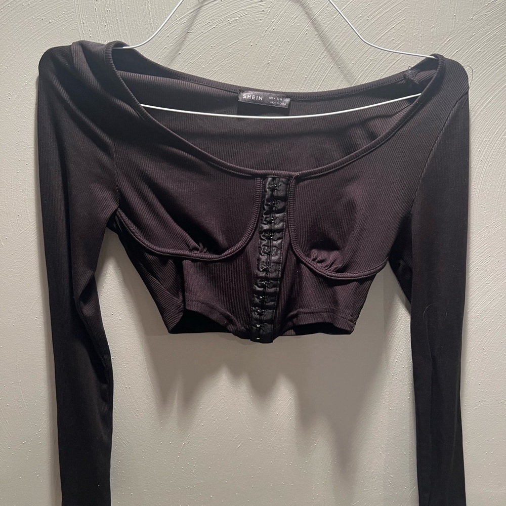 Shein Black Long Sleeve Crop Top